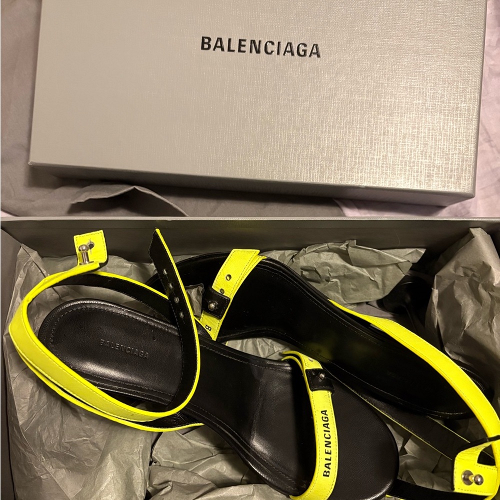 Balenciaga Neon Yellow and Black Sandals